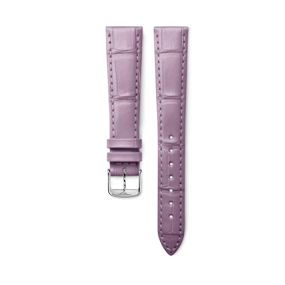 Bracelet de montre Longines en alligator lilas mat
