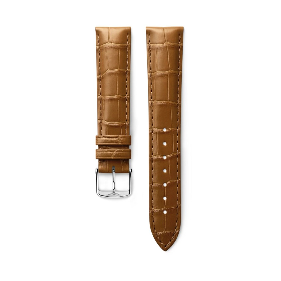 Bracelet de montre Longines en alligator brun clair mat