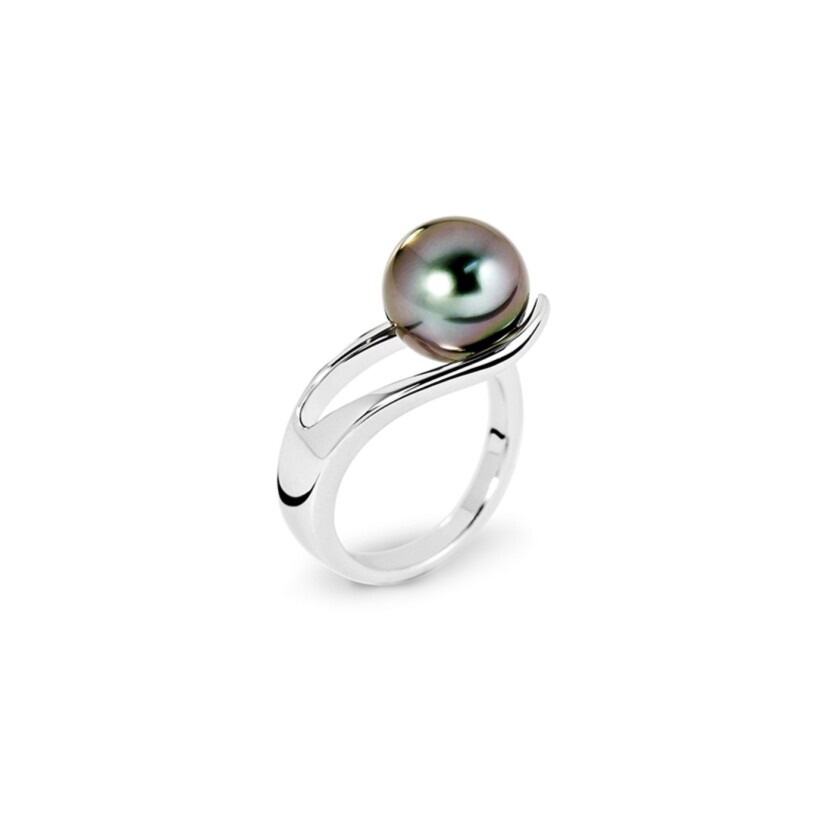 Bague Bulle avec Perle de Tahiti 9/10mm en argent 925