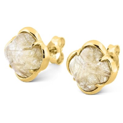 Boucles d'oreilles Morganne Bello, Songe, en or jaune et quartz rutile