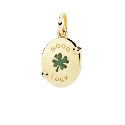 Pendentif Dodo camée trèfle à quatre feuilles en or jaune 9ct et porcelaine
