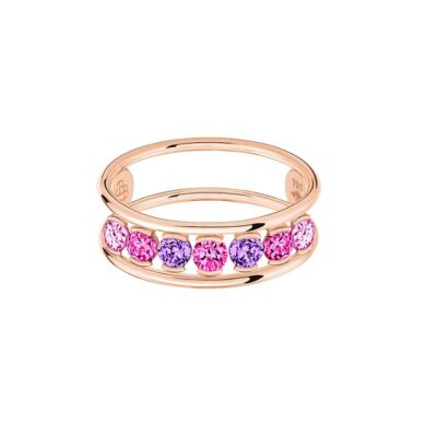 Bague La Brune & La Blonde HULA HOOP Jaipur en or rose, rubis, saphirs roses et améthystes