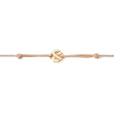 Bracelet sur cordon Poiray Mini Coeur Entrelacé en or jaune