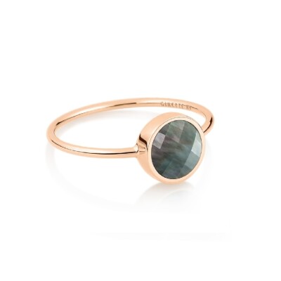 Bague Ginette NY Mini Pixie en or rose et nacre noire
