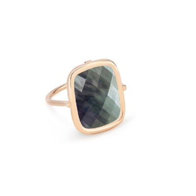 Bague Ginette NY ANTIQUE Pixie en or rose et nacre noire