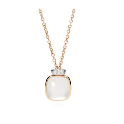 Collier Pomellato Nudo Mini en or rose, quartz milky et diamants