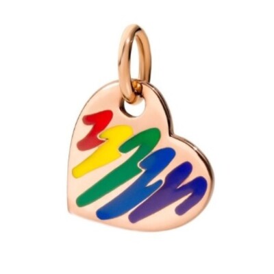Pendentif Dodo Cœur Rainbow en or rose