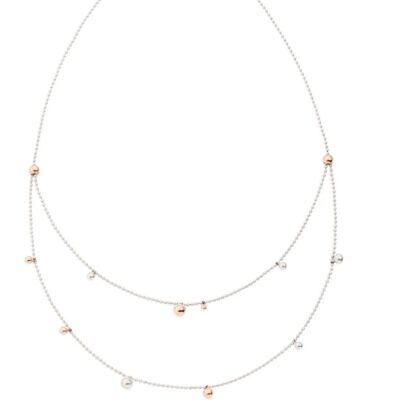 Collier DoDo Bollicine en argent et or rose 9ct - 45cm