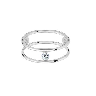 Bague La Brune & La Blonde HULA HOOP Solitaire en or blanc et diamant