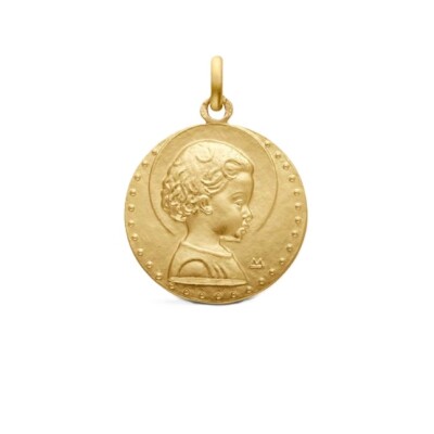 Médaille Arthus Bertrand Jésus enfant en or jaune polie, 18mm