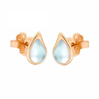 Boucles d'oreilles Goutte en or rose, verre recyclé et nacre
