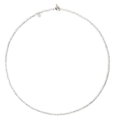 Collier DoDo avec mini grains en argent et fermoir en or rose, 42cm
