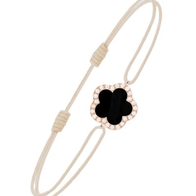 Bracelet sur cordon Cesare Pompanon Fiore di Mamma en or jaune, onyx et diamants