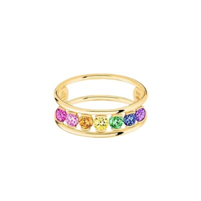 Bague La Brune & La Blonde HULA HOOP Rainbow en or jaune