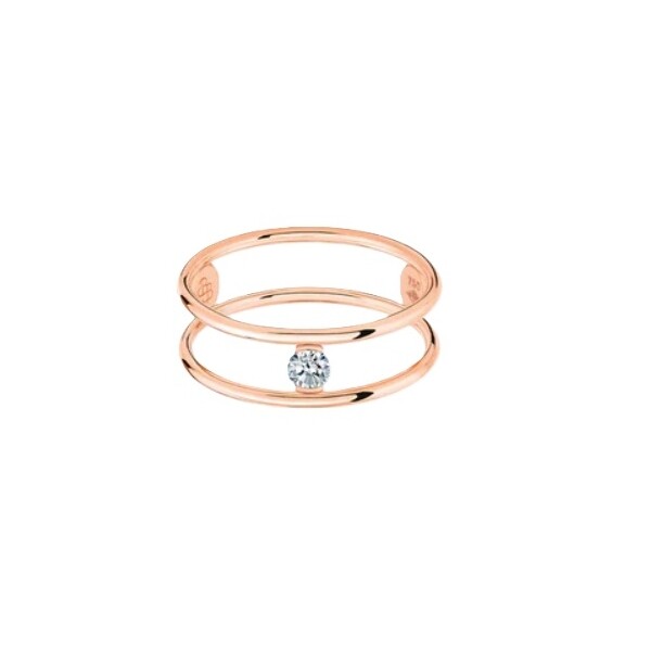 Bague La Brune & La Blonde HULA HOOP Solitaire en or rose et diamant de 0.10ct