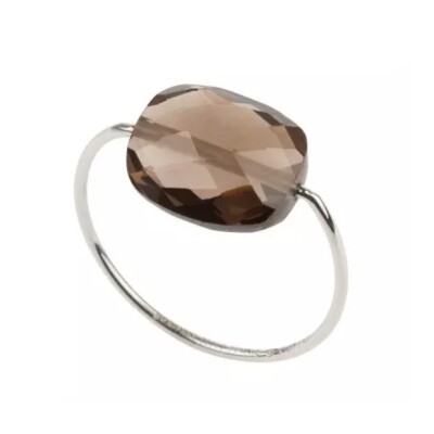 Bague Morganne Bello Friandise trèfle en or blanc et quartz fumé