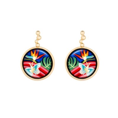 Boucles d'oreilles FREYWILLE Hommage à Frida Kahlo en plaqué or jaune et émail