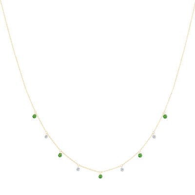 Collier La Brune & La Blonde Mini rivière Confetti tsavorites et diamants, en or jaune