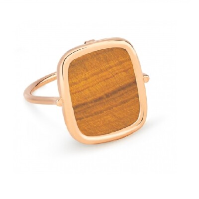 Bague Ginette NY ANTIQUE RING en or rose et œil de tigre