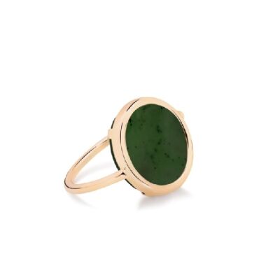 Bague Ginette NY BABY DISC en or rose et jade