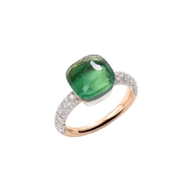 Bague Pomellato Nudo Classic en or rose, or blanc, prasiolite, agate verte et diamants