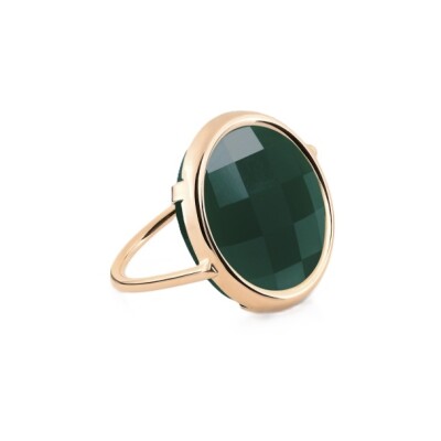 Bague Ginette NY Disc en or rose et agate verte Pixie