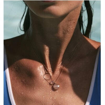 Collier Ginette NY PIXIE Ever en or rose et pierre de lune blanche