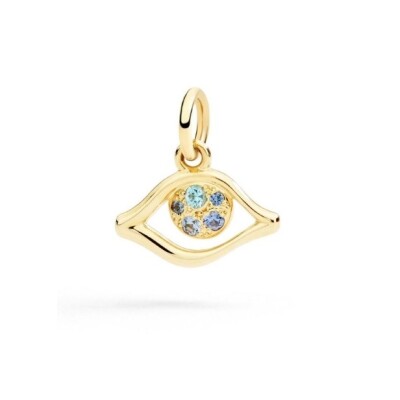 Pendentif DoDo Oeil en or jaune, saphirs et topazes