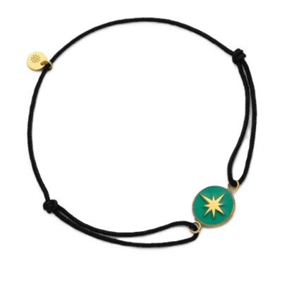 Bracelet sur cordon Arthus Bertrand Etoile en or jaune et émail émeraude, 11mm