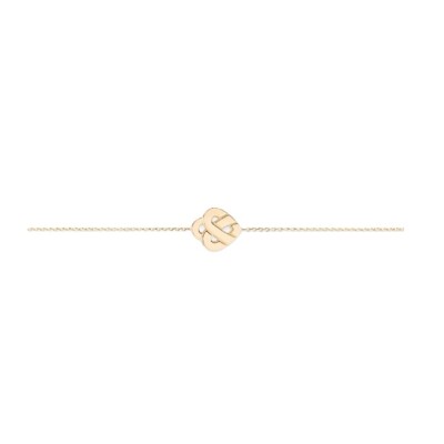 Bracelet Poiray Mini Coeur Entralacé en or jaune sur chaîne