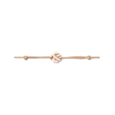 Bracelet sur cordon Poiray Mini Coeur Entrelacé en or rose
