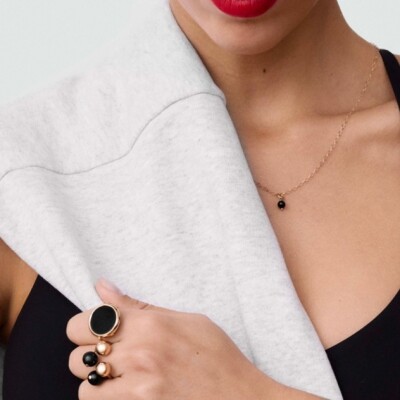 Bague Ginette NY Bubble en or rose et onyx