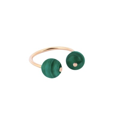 Bague Ginette NY Bubble en or rose et malachite
