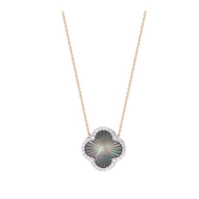 Collier Morganne Bello Lumière en or rose, nacre grise et diamants