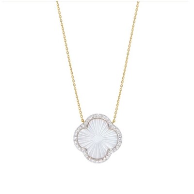 Collier Morganne Bello Lumière en or rose, nacre blanche et diamants