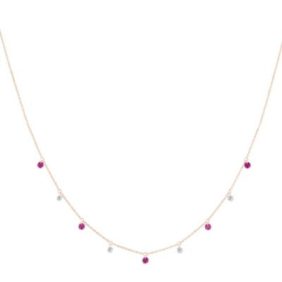 Collier La Brune & La Blonde Confetti Mini rivière en or rose, rubis et diamants