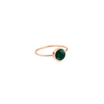 Bague Ginette NY Ever Pixie en or rose et agate verte facetée