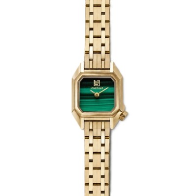 Montre MARCH LA.B Mini Mansart Electrique 19mm- Malachite - Bracelet acier doré