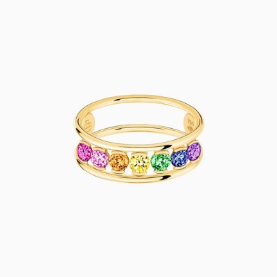 Bague La Brune & La Blonde HULA HOOP Rainbow en or jaune