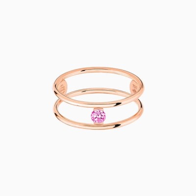 Bague La Brune & La Blonde HULA HOOP solitaire en or rose et saphir rose 0,12 carats