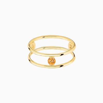 Bague La Brune & La Blonde HULA HOOP solitaire en or jaune et saphir orange 0,12 carats
