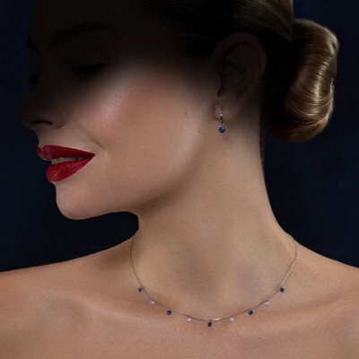 COLLIER MINI RIVIÈRE, SAPHIRS BLEUS ET DIAMANTS