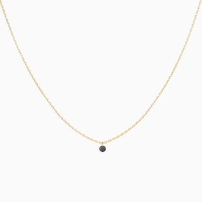 Collier La Brune & La Blonde Solitaire 360° en or jaune Diamant Noir 0,20 Carat