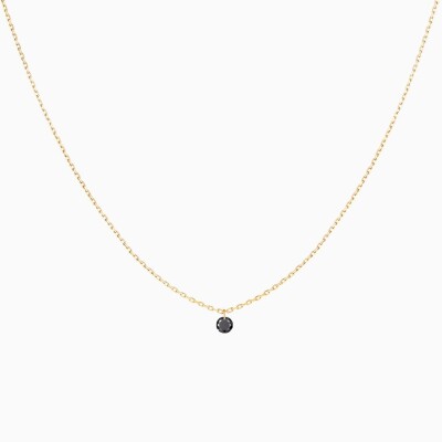 Collier La Brune & La Blonde Solitaire 360° en or jaune Diamant Noir 0,30 Carat