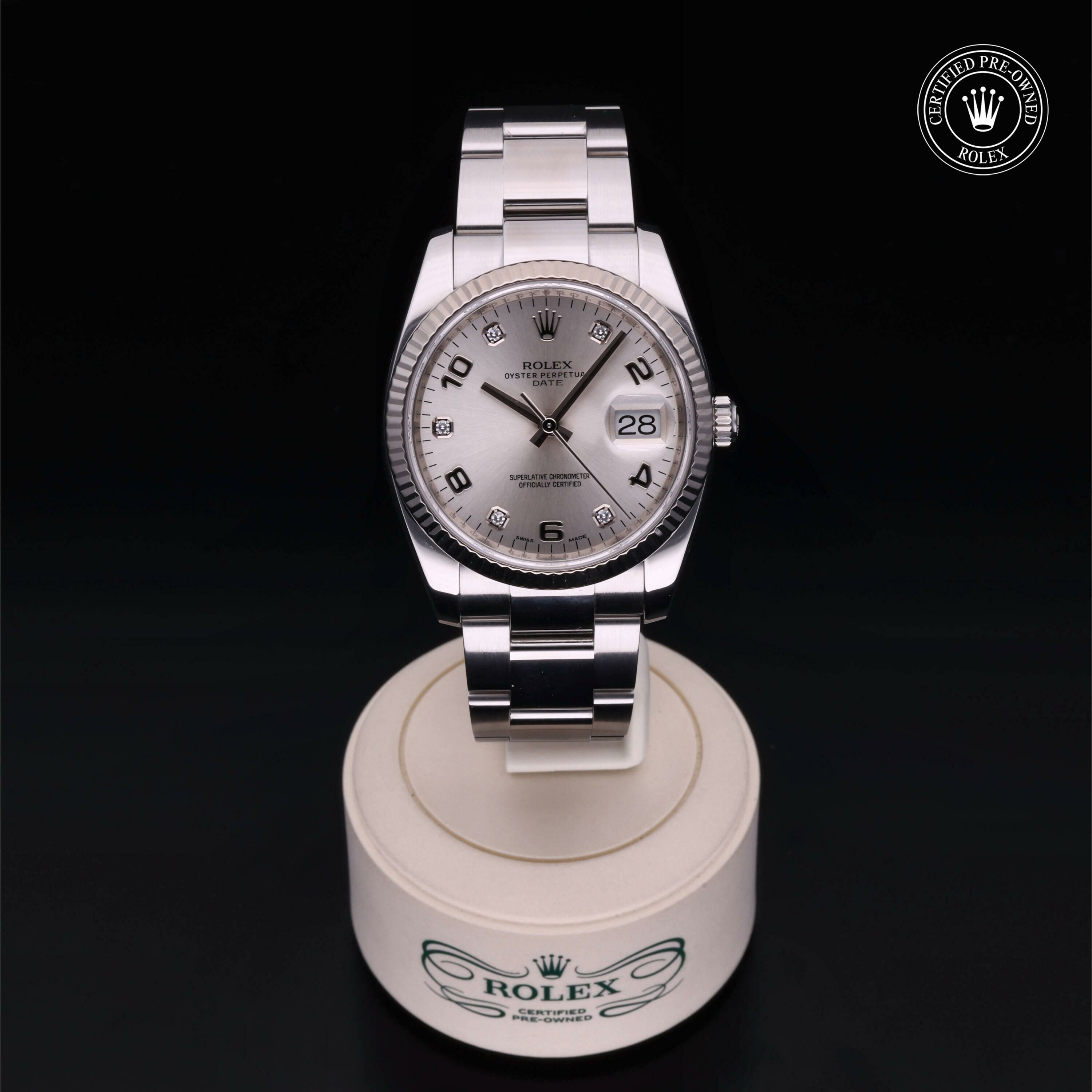 Rolex Date 34 in Rolesor 18 Carat White M115234-0012 at Ferret