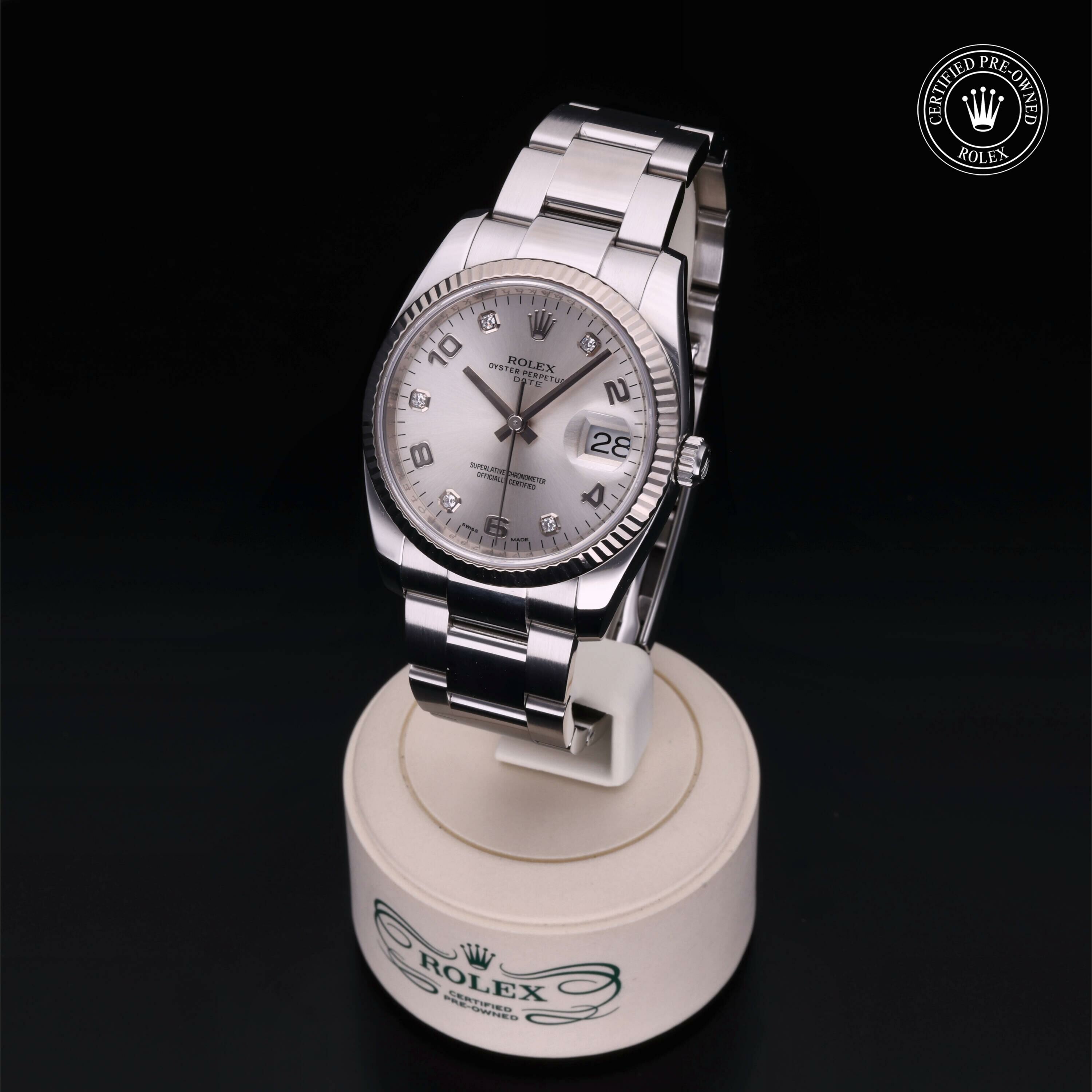 Rolex Date 34 in Rolesor 18 Carat White M115234-0012 at Ferret - view 3