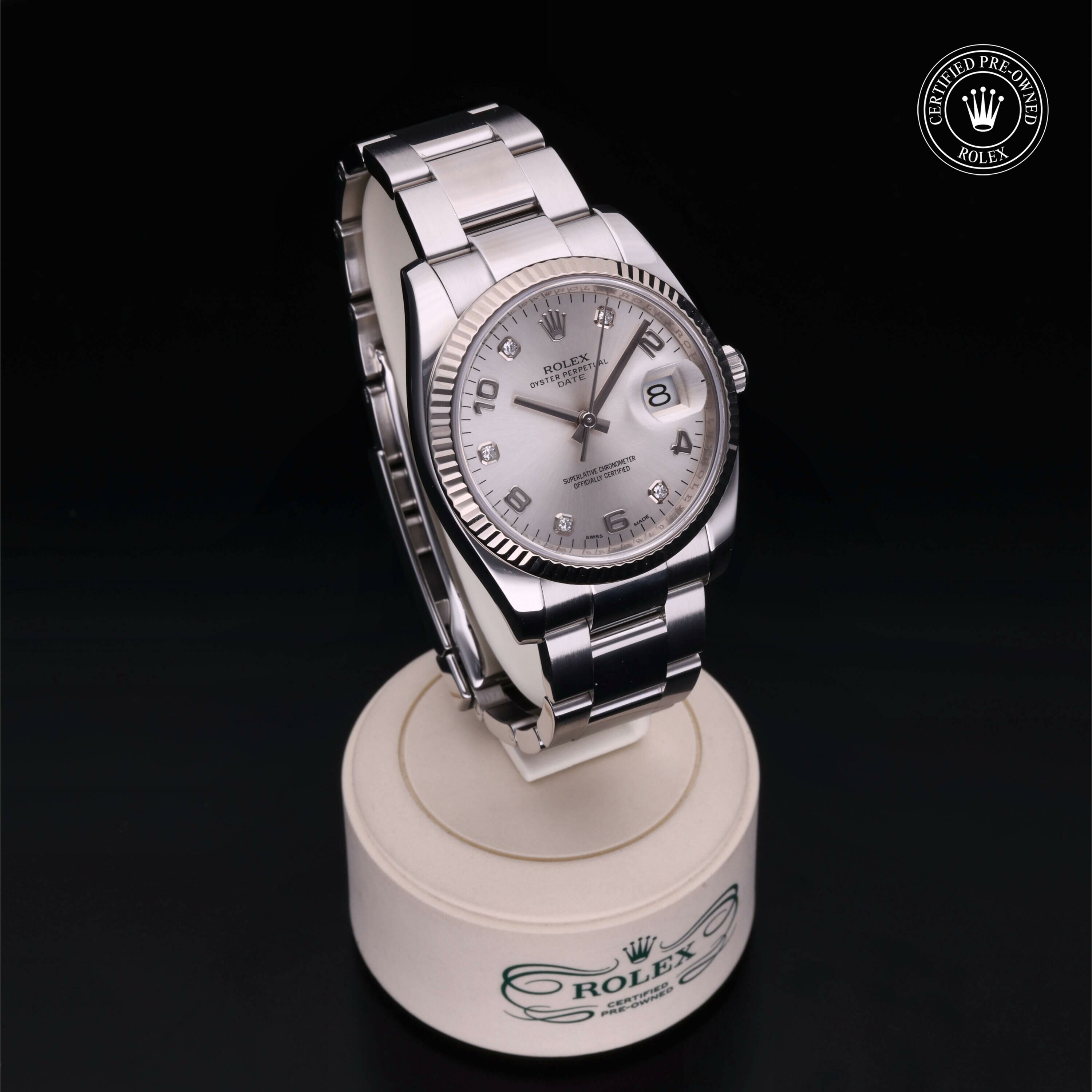 Rolex Date 34 in Rolesor 18 Carat White M115234-0012 at Ferret - view 34