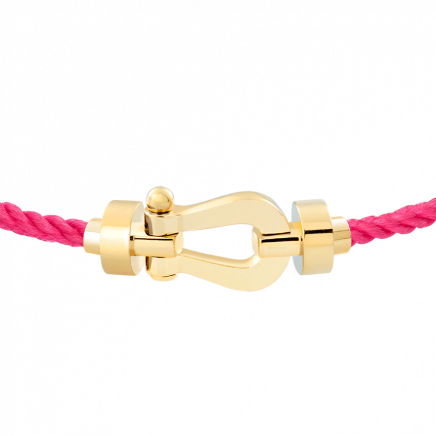 Bracelet FRED Force 10 moyen modèle manille en or jaune et câble en corderie bois de rose