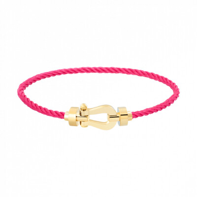 Bracelet FRED Force 10 moyen modèle manille en or jaune et câble en corderie bois de rose