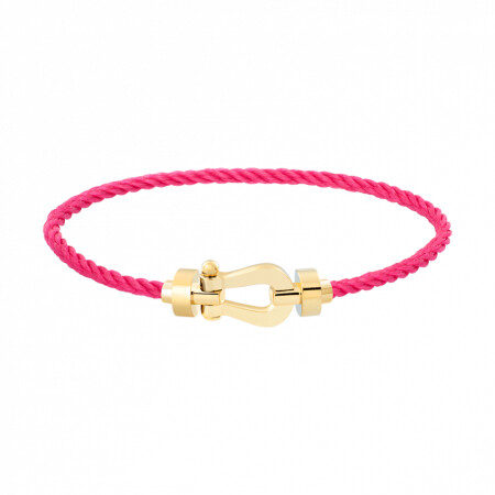 Bracelet FRED Force 10 moyen modèle manille en or jaune et câble en corderie bois de rose